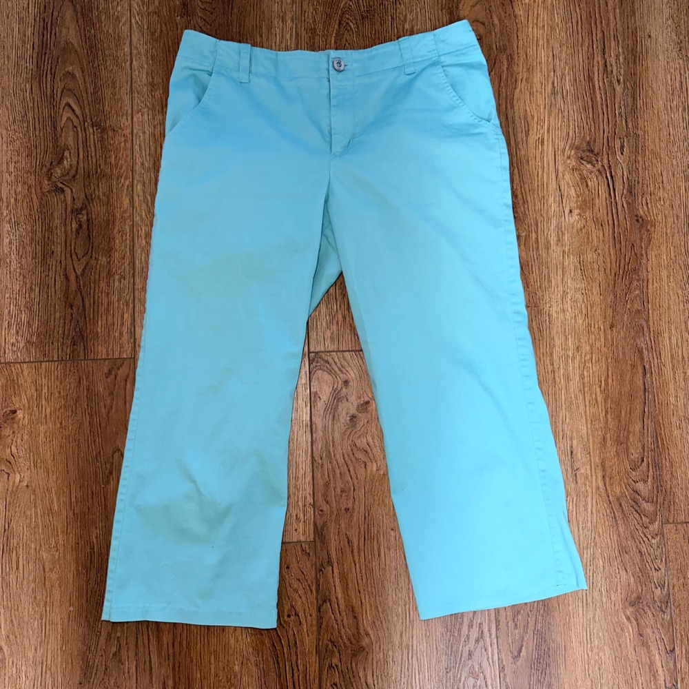 Oakley Turquoise Blue Cropped Chino Pants Womens Size 10 Sporty Casual Stretch